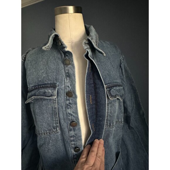 NWT En Saison Womens Madeline Blue Denim Belted Denim Jacket Coat S - Picture 6 of 8
